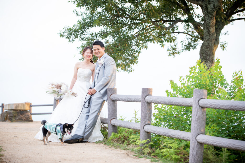 愛犬とドレスフォトウェディング in 若草山山頂 写真